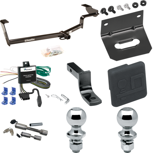 Fits 2006-2011 Honda Civic Trailer Hitch Tow PKG w/ 4-Flat Wiring Harness + Draw-Bar + 1-7/8" + 2" Ball + Wiring Bracket + Hitch Cover + Dual Hitch & Coupler Locks (For Si, Sedan Models) By Draw-Tite