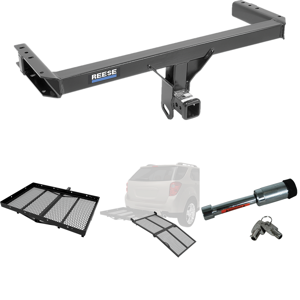 Fits 2015-2023 Porsche Macan Trailer Hitch Tow PKG w/ Cargo Carrier + Bi-Fold Ramp + Hitch Lock (Excludes: S-Models Models) By Reese Towpower