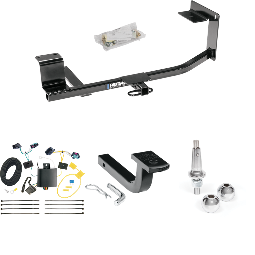 Fits 2005-2010 Volkswagen Jetta Trailer Hitch Tow PKG w/ 4-Flat Wiring Harness + Draw-Bar + Interchangeable 1-7/8" & 2" Balls (For Sedan Models) By Reese Towpower