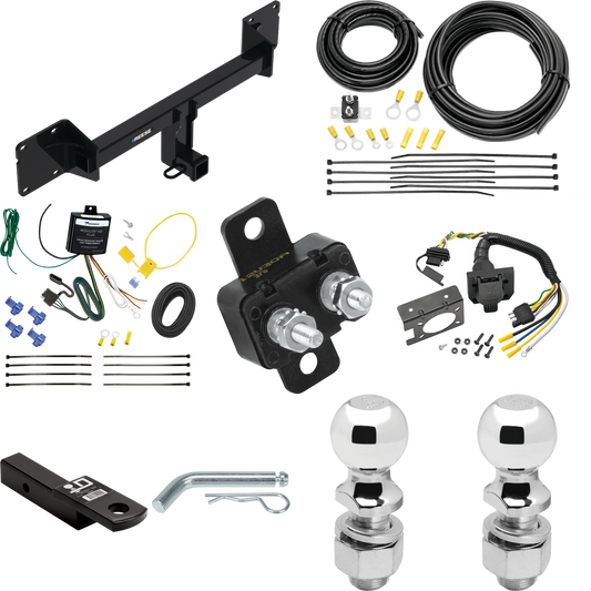 Se adapta al paquete de enganche de remolque Mercedes-Benz GLE350 2021-2022 con cableado RV de 7 vías + bola de 2" y 2-5/16" + soporte de caída de Reese Towpower