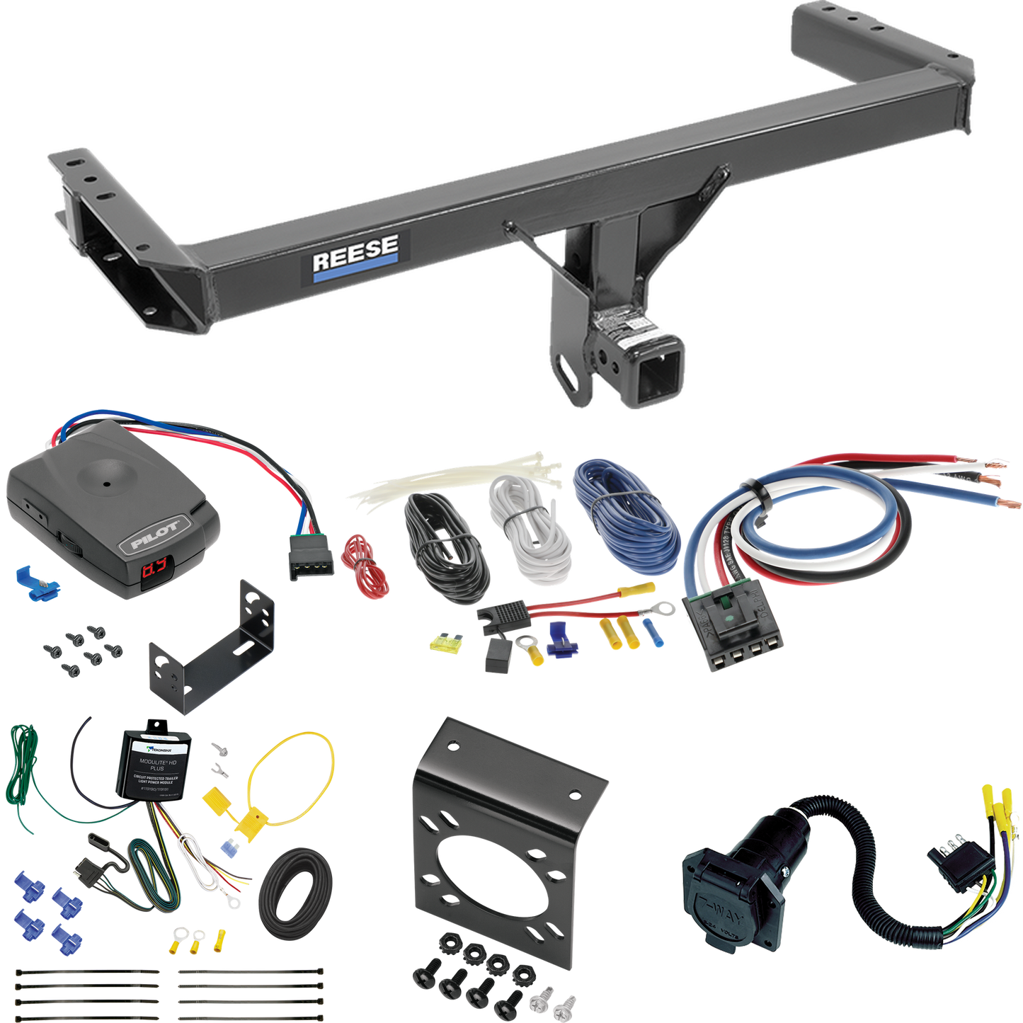 Fits 2015-2023 Porsche Macan Trailer Hitch Tow PKG w/ Pro Series Pilot Brake Control + Generic BC Wiring Adapter + 7-Way RV Wiring (Excludes: S-Models Models) By Reese Towpower