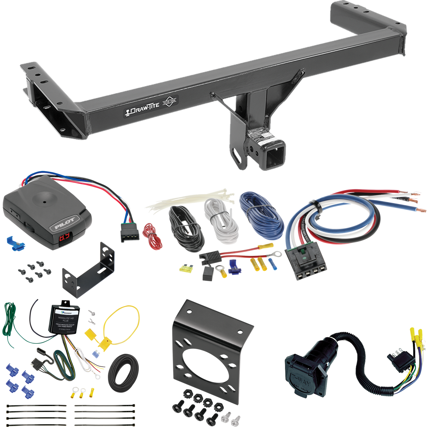 Fits 2015-2023 Porsche Macan Trailer Hitch Tow PKG w/ Pro Series Pilot Brake Control + Generic BC Wiring Adapter + 7-Way RV Wiring (Excludes: S-Models Models) By Draw-Tite