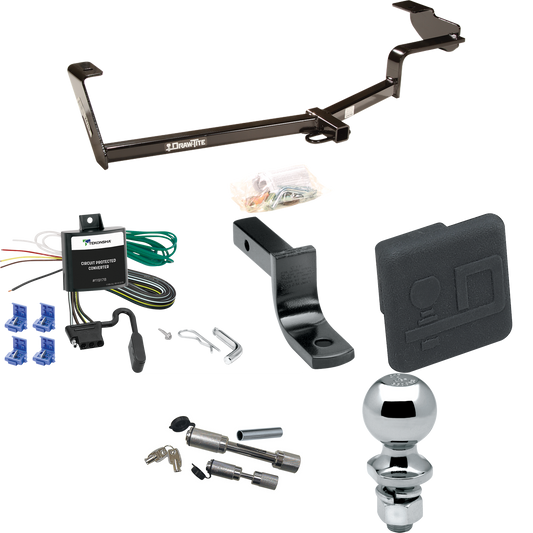 Fits 2006-2011 Honda Civic Trailer Hitch Tow PKG w/ 4-Flat Wiring Harness + Draw-Bar + 2" Ball + Hitch Cover + Dual Hitch & Coupler Locks (For Si, Coupe Models) By Draw-Tite