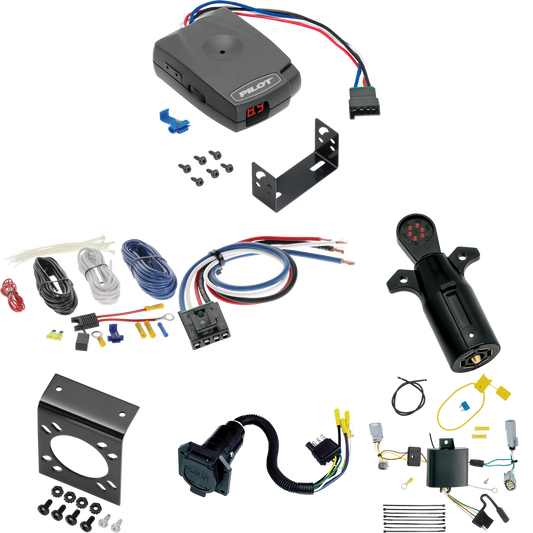 Se adapta al cableado de RV de 7 vías Dodge Challenger 2015-2022 + control de freno piloto de la serie Pro + adaptador de cableado BC genérico + probador de 7 vías de Tekonsha