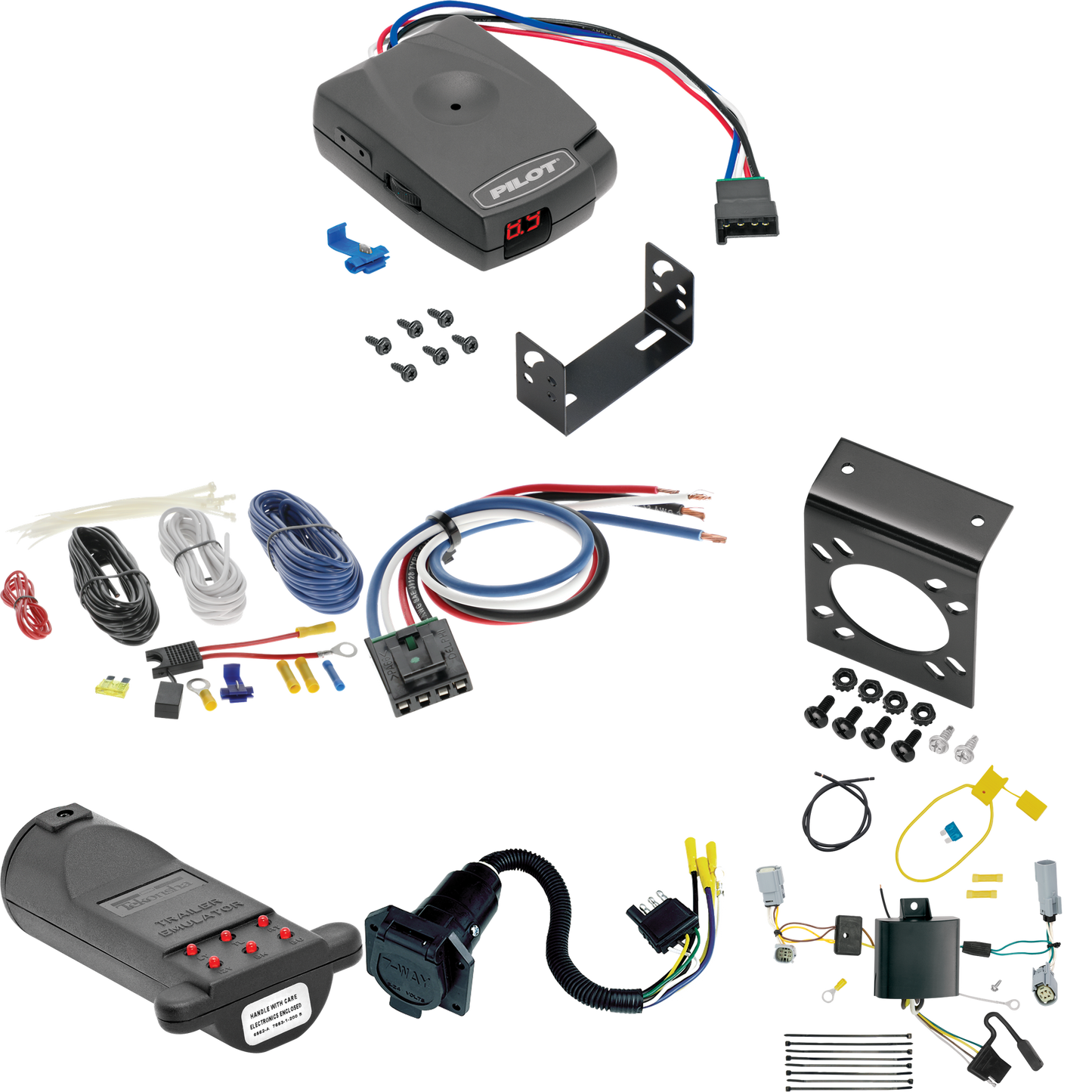 Se adapta al cableado de RV de 7 vías Dodge Challenger 2015-2022 + control de freno piloto serie Pro + adaptador de cableado BC genérico + probador de 7 vías y emulador de remolque de Tekonsha