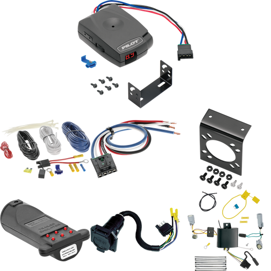 Se adapta al cableado de RV de 7 vías Dodge Challenger 2015-2022 + control de freno piloto serie Pro + adaptador de cableado BC genérico + probador de 7 vías y emulador de remolque de Tekonsha