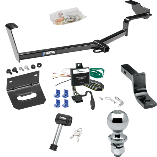 Se adapta al paquete de enganche de remolque Honda Civic 2006-2011 con arnés de cableado plano de 4 + barra de tracción + bola de 2" + soporte de cableado + bloqueo de enganche (para modelos Si, Sedan) de Reese Towpower