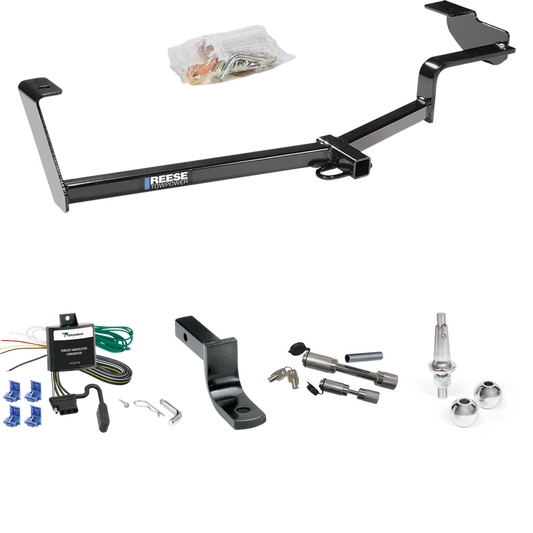 Fits 2006-2011 Honda Civic Trailer Hitch Tow PKG w/ 4-Flat Wiring Harness + Draw-Bar + Interchangeable 1-7/8" & 2" Balls + Dual Hitch & Coupler Locks (For Hybrid Models) By Reese Towpower