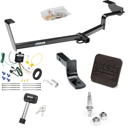 Fits 2012-2015 Honda Civic Trailer Hitch Tow PKG w/ 4-Flat Wiring Harness + Draw-Bar + Interchangeable 1-7/8" & 2" Balls + Hitch Cover + Hitch Lock (For Hybrid Models) By Reese Towpower