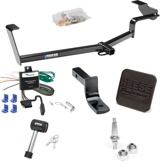 Fits 2006-2011 Honda Civic Trailer Hitch Tow PKG w/ 4-Flat Wiring Harness + Draw-Bar + Interchangeable 1-7/8" & 2" Balls + Hitch Cover + Hitch Lock (For Si, Coupe Models) By Reese Towpower