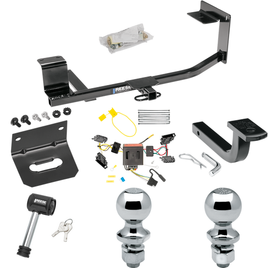 Se adapta al paquete de remolque con enganche para remolque Volkswagen Jetta 2011-2014 con arnés de cableado plano de 4 + barra de tracción + bola de 1-7/8" + bola de 2" + soporte de cableado + bloqueo de enganche (para modelos sedán) de Reese Towpower