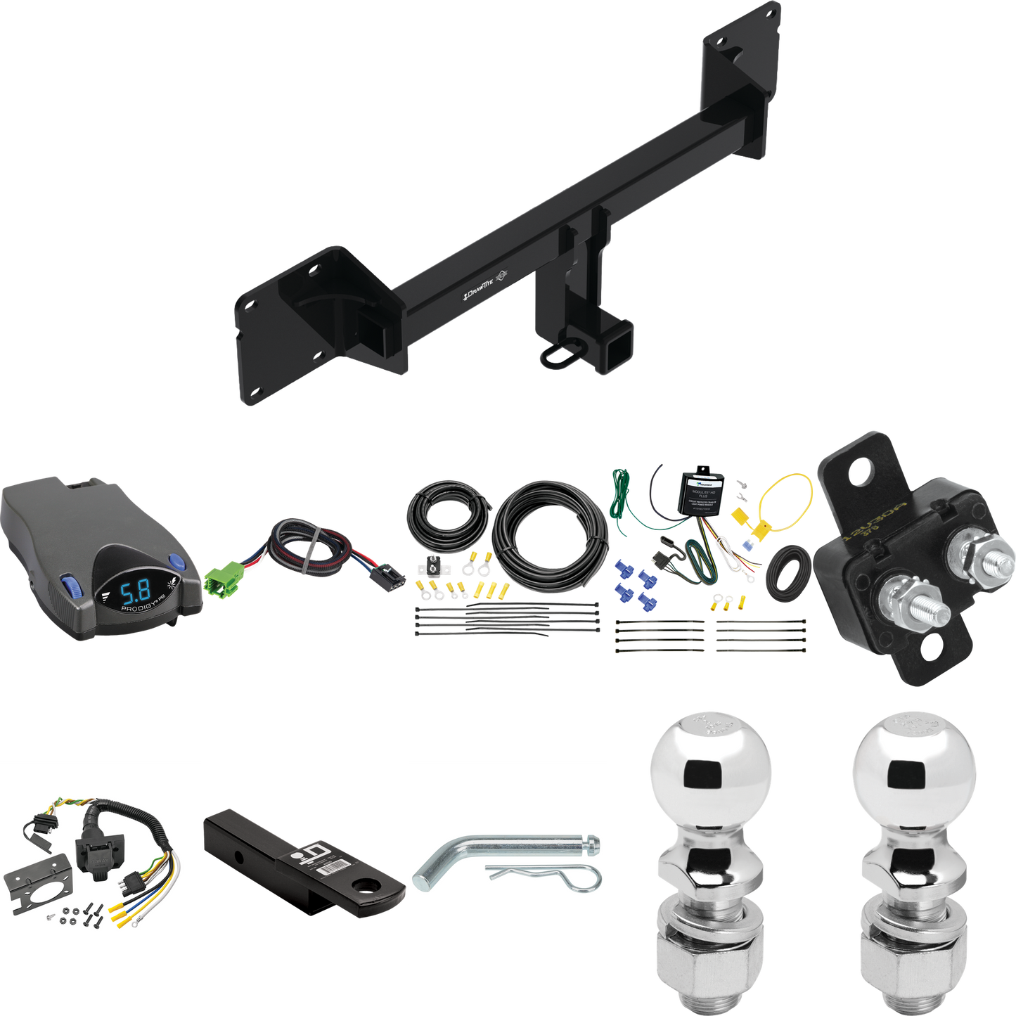 Fits 2021-2022 Mercedes-Benz GLE350 Trailer Hitch Tow PKG w/ Tekonsha Prodigy P2 Brake Control + Plug & Play BC Adapter + 7-Way RV Wiring + 2" & 2-5/16" Ball & Drop Mount By Draw-Tite