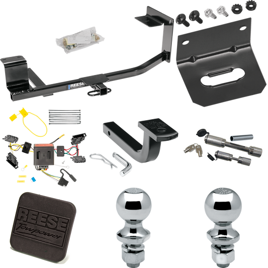 Fits 2011-2014 Volkswagen Jetta Trailer Hitch Tow PKG w/ 4-Flat Wiring Harness + Draw-Bar + 1-7/8" + 2" Ball + Wiring Bracket + Hitch Cover + Dual Hitch & Coupler Locks (For Sedan Models) By Reese Towpower