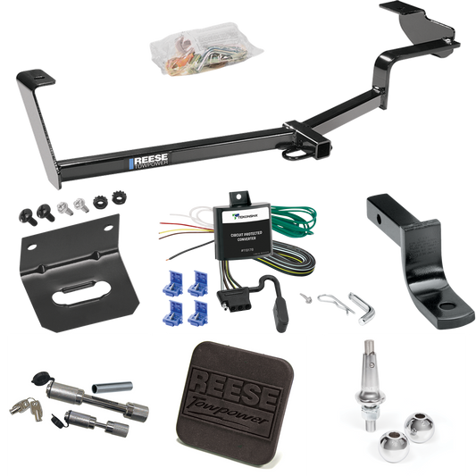 Fits 2006-2011 Honda Civic Trailer Hitch Tow PKG w/ 4-Flat Wiring Harness + Draw-Bar + Interchangeable 1-7/8" & 2" Balls + Wiring Bracket + Hitch Cover + Dual Hitch & Coupler Locks (For Hybrid Models) By Reese Towpower