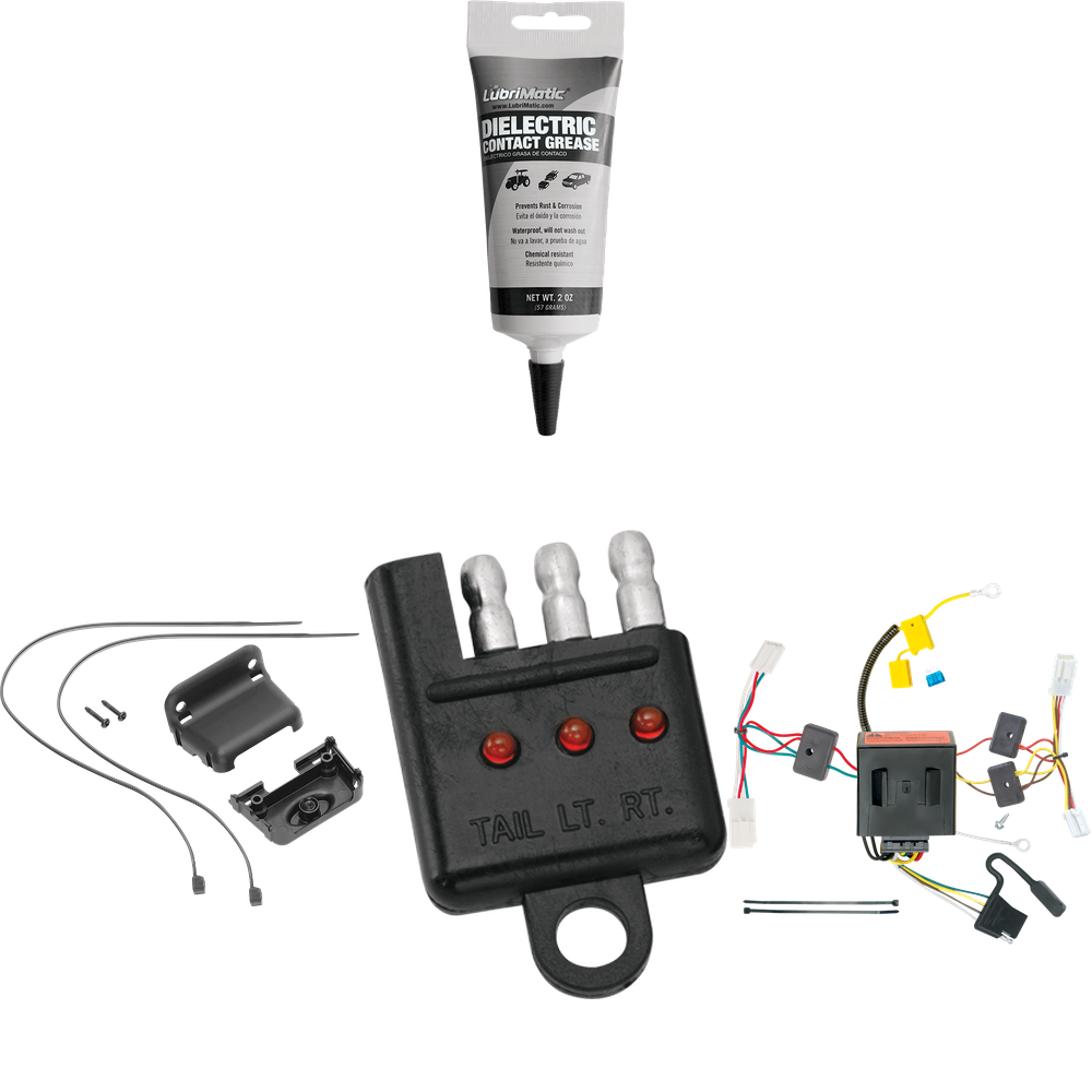 Se adapta al arnés de cableado del remolque del extremo del vehículo de 4 planos del Dodge Charger 2011-2014 + soporte de cableado + probador de cableado + grasa eléctrica de Tekonsha