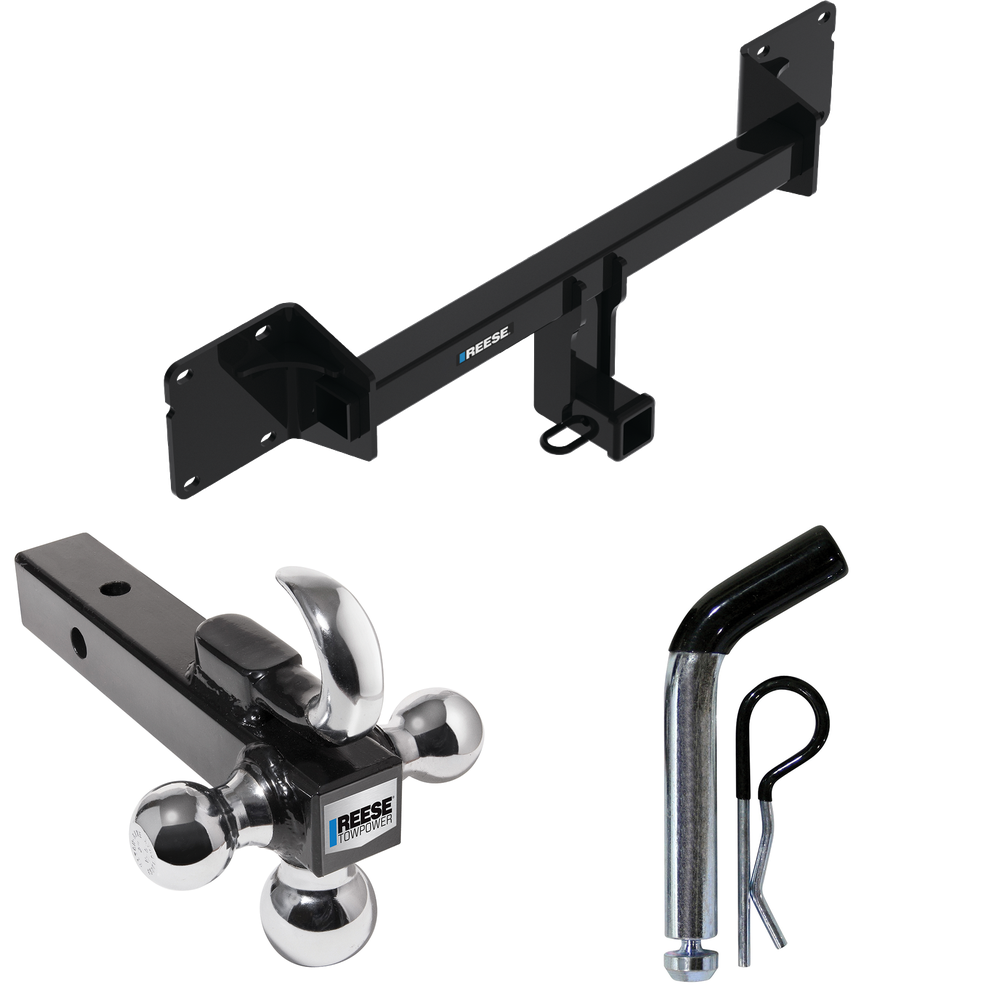 Fits 2021-2022 Mercedes-Benz GLE350 Trailer Hitch Tow PKG w/ Triple Ball Ball Mount 1-7/8" & 2" & 2-5/16" Trailer Balls w/ Tow Hook + Pin/Clip By Reese Towpower