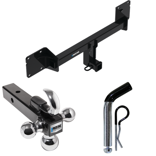 Fits 2021-2022 Mercedes-Benz GLE350 Trailer Hitch Tow PKG w/ Triple Ball Ball Mount 1-7/8" & 2" & 2-5/16" Trailer Balls w/ Tow Hook + Pin/Clip By Reese Towpower