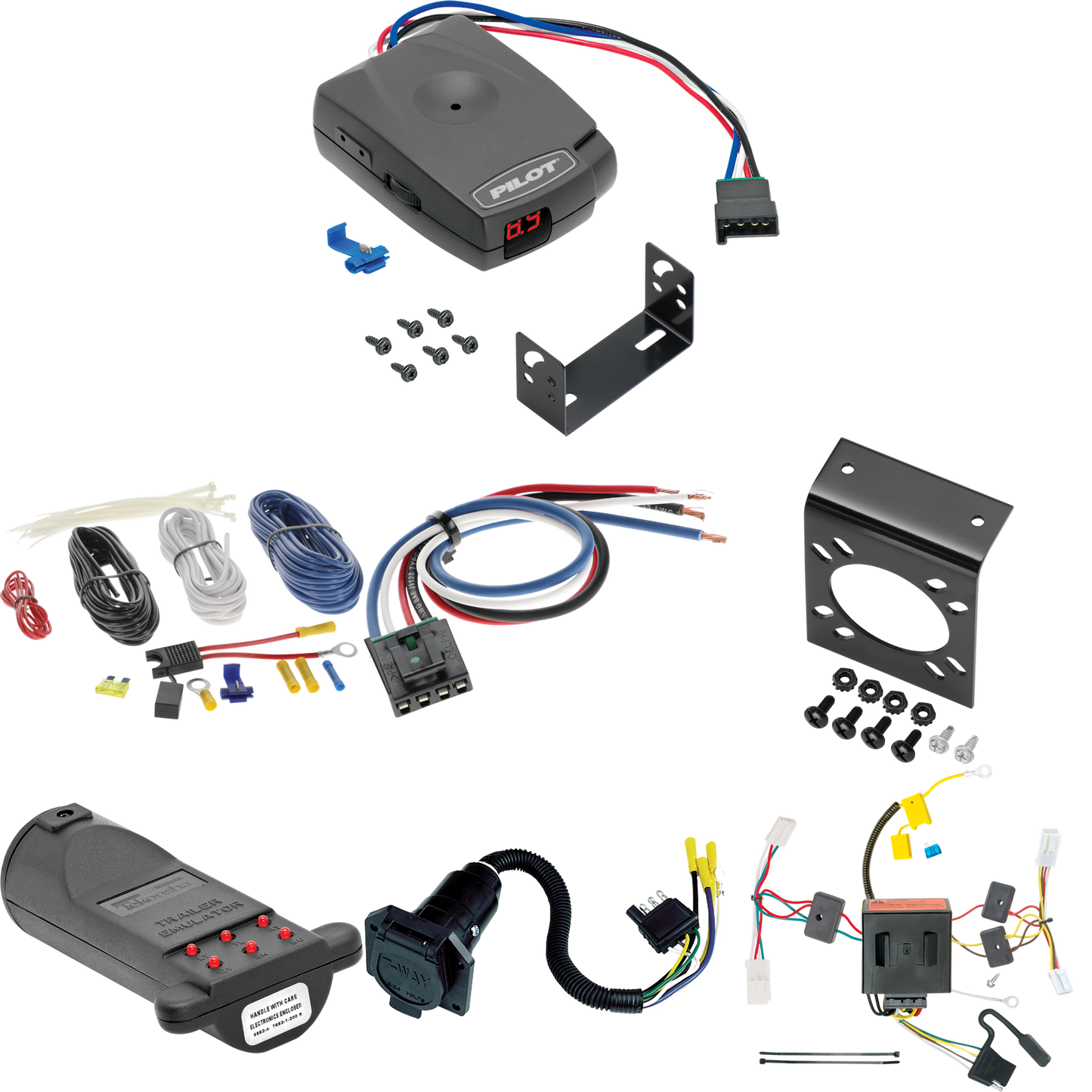 Fits 2011-2014 Dodge Charger 7-Way RV Wiring + Pro Series Pilot Brake Control + Generic BC Wiring Adapter + 7-Way Tester and Trailer Emulator By Tekonsha