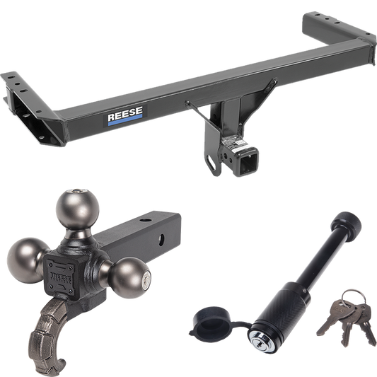 Fits 2011-2012 Audi Q5 Trailer Hitch Tow PKG + Triple Ball Tactical Ball Mount 1-7/8" & 2" & 2-5/16" Balls w/ Tow Hook + Tactical Dogbone Lock By Reese Towpower