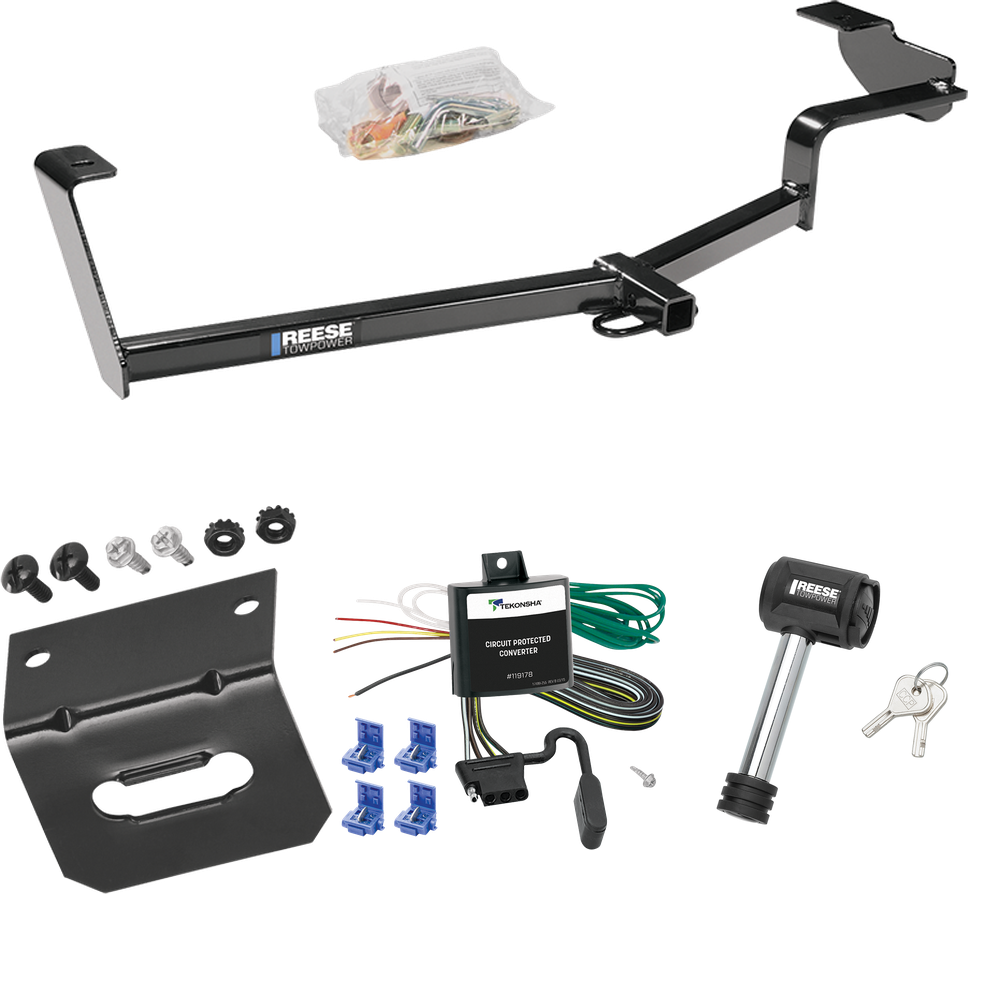 Fits 2006-2011 Honda Civic Trailer Hitch Tow PKG w/ 4-Flat Wiring Harness + Wiring Bracket + Hitch Lock (For Si, Sedan Models) By Reese Towpower