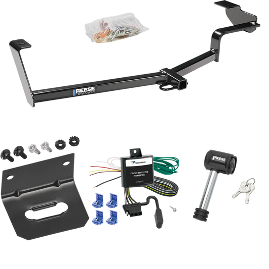 Fits 2006-2011 Honda Civic Trailer Hitch Tow PKG w/ 4-Flat Wiring Harness + Wiring Bracket + Hitch Lock (For Si, Sedan Models) By Reese Towpower