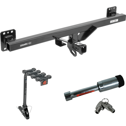 Fits 2011-2018 Porsche Cayenne Trailer Hitch Tow PKG w/ 4 Bike Carrier Rack + Hitch Lock By Draw-Tite