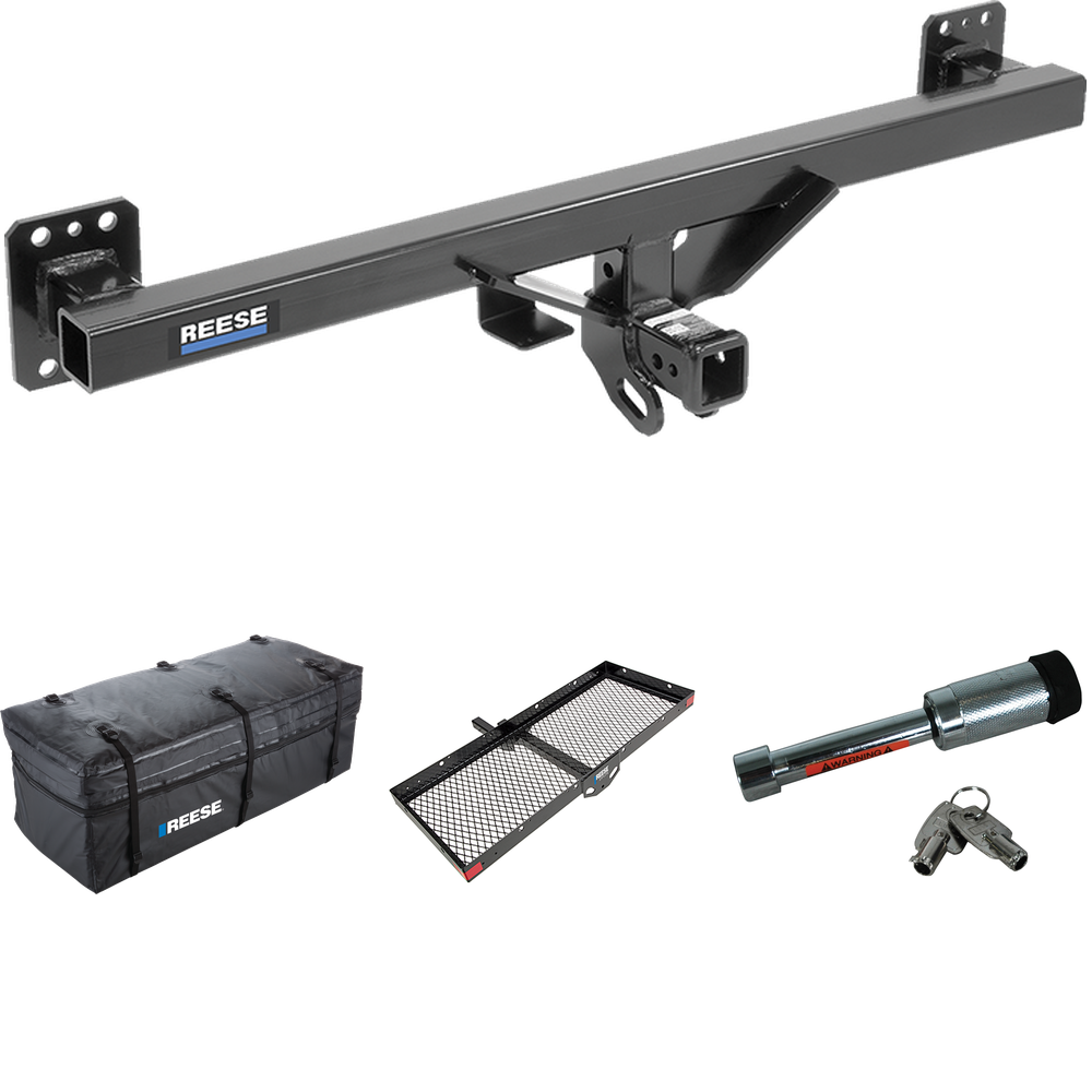 Fits 2007-2016 Audi Q7 Trailer Hitch Tow PKG w/ 48" x 20" Cargo Carrier + Cargo Bag + Hitch Lock By Reese Towpower