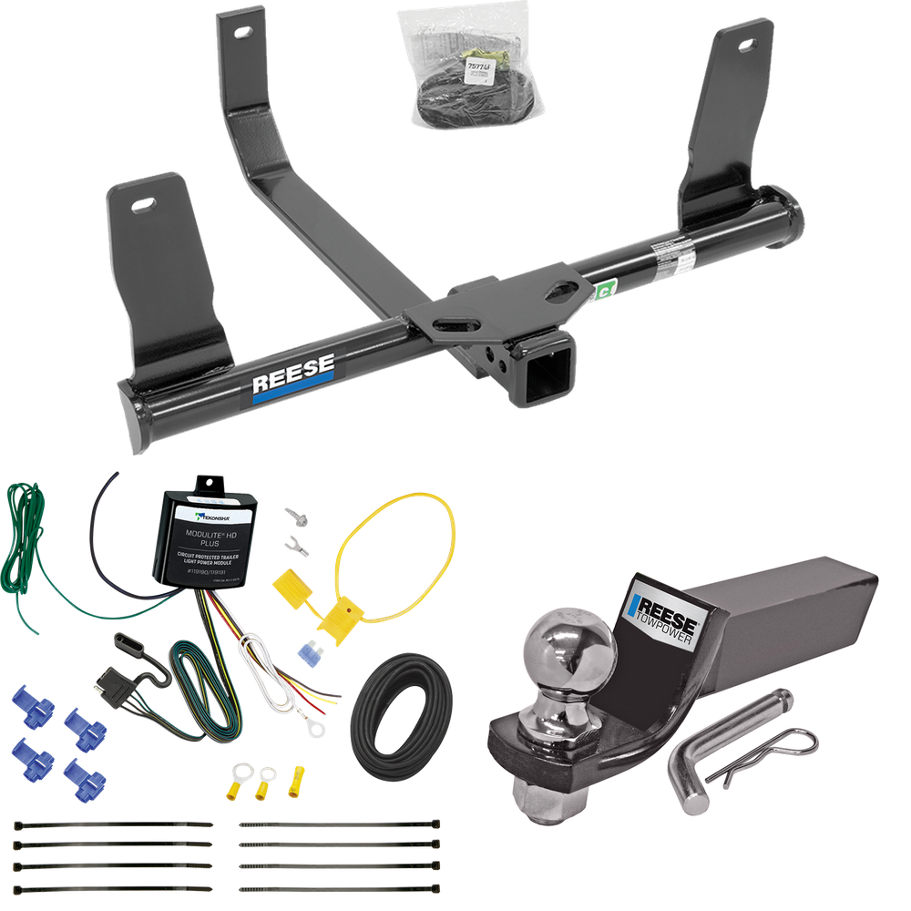 Fits 2010-2015 Mercedes-Benz GLK350 Trailer Hitch Tow PKG w/ 4-Flat Wiring + Starter Kit Ball Mount w/ 2" Drop & 2" Ball By Reese Towpower