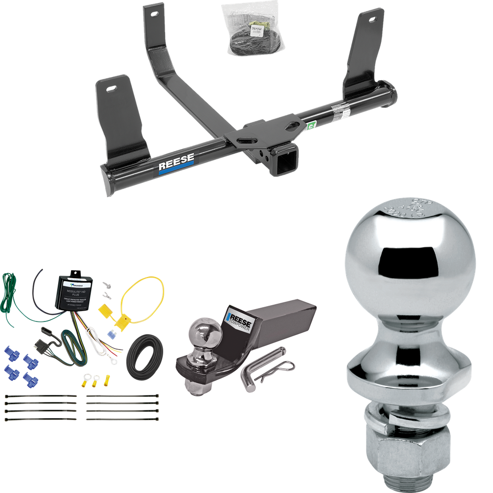 Fits 2010-2015 Mercedes-Benz GLK350 Trailer Hitch Tow PKG w/ 4-Flat Wiring + Starter Kit Ball Mount w/ 2" Drop & 2" Ball + 1-7/8" Ball By Reese Towpower