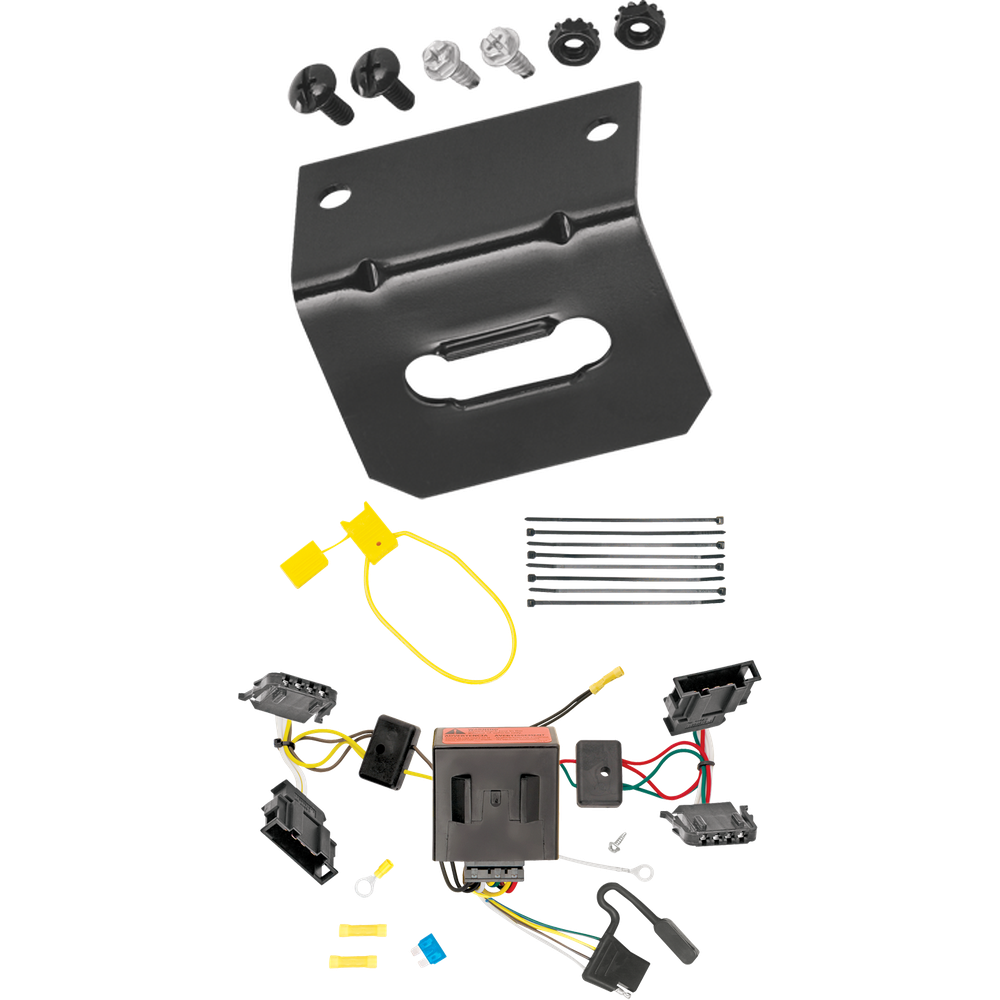 Fits 2015-2018 Volkswagen Jetta 4-Flat Vehicle End Trailer Wiring Harness + Wiring Bracket (For Sedan, Except Hybrid & TDI Models) By Tekonsha