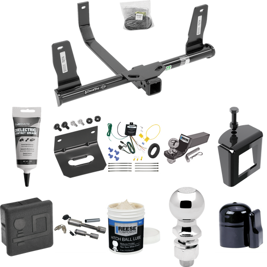 Fits 2010-2015 Mercedes-Benz GLK350 Trailer Hitch Tow PKG w/ 4-Flat Wiring + Starter Kit Ball Mount w/ 2" Drop & 2" Ball + 2-5/16" Ball + Wiring Bracket + Dual Hitch & Coupler Locks + Hitch Cover + Wiring Tester + Ball Lube +Electric Grease + Ball Wr