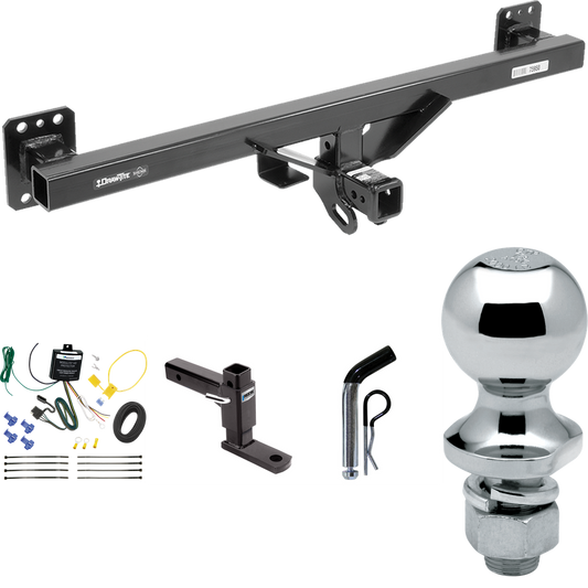 Fits 2007-2016 Audi Q7 Trailer Hitch Tow PKG w/ 4-Flat Wiring + Adjustable Drop Rise Ball Mount + Pin/Clip + 1-7/8" Ball By Draw-Tite