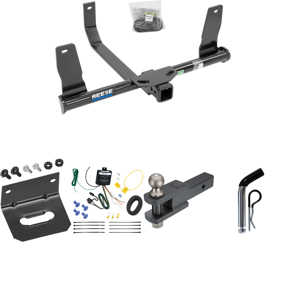 Fits 2010-2015 Mercedes-Benz GLK350 Trailer Hitch Tow PKG w/ 4-Flat Wiring Harness + Clevis Hitch Ball Mount w/ 2" Ball + Pin/Clip + Wiring Bracket By Reese Towpower