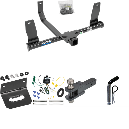 Fits 2010-2015 Mercedes-Benz GLK350 Trailer Hitch Tow PKG w/ 4-Flat Wiring Harness + Clevis Hitch Ball Mount w/ 2" Ball + Pin/Clip + Wiring Bracket By Reese Towpower