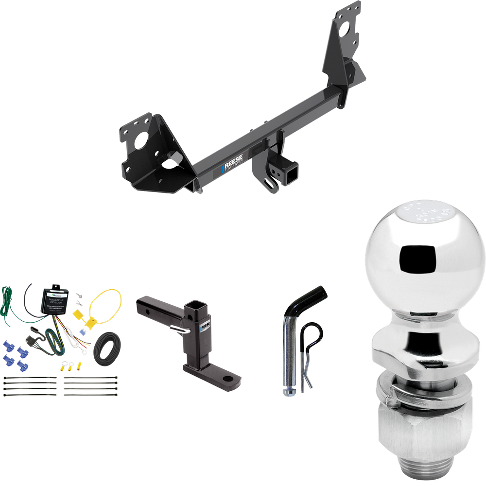 Fits 2017-2023 Audi Q7 Trailer Hitch Tow PKG w/ 4-Flat Wiring + Adjustable Drop Rise Ball Mount + Pin/Clip + 2" Ball By Reese Towpower