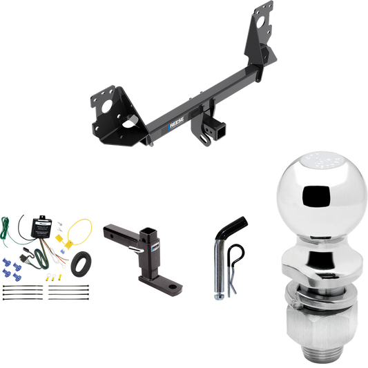 Fits 2017-2023 Audi Q7 Trailer Hitch Tow PKG w/ 4-Flat Wiring + Adjustable Drop Rise Ball Mount + Pin/Clip + 2" Ball By Reese Towpower