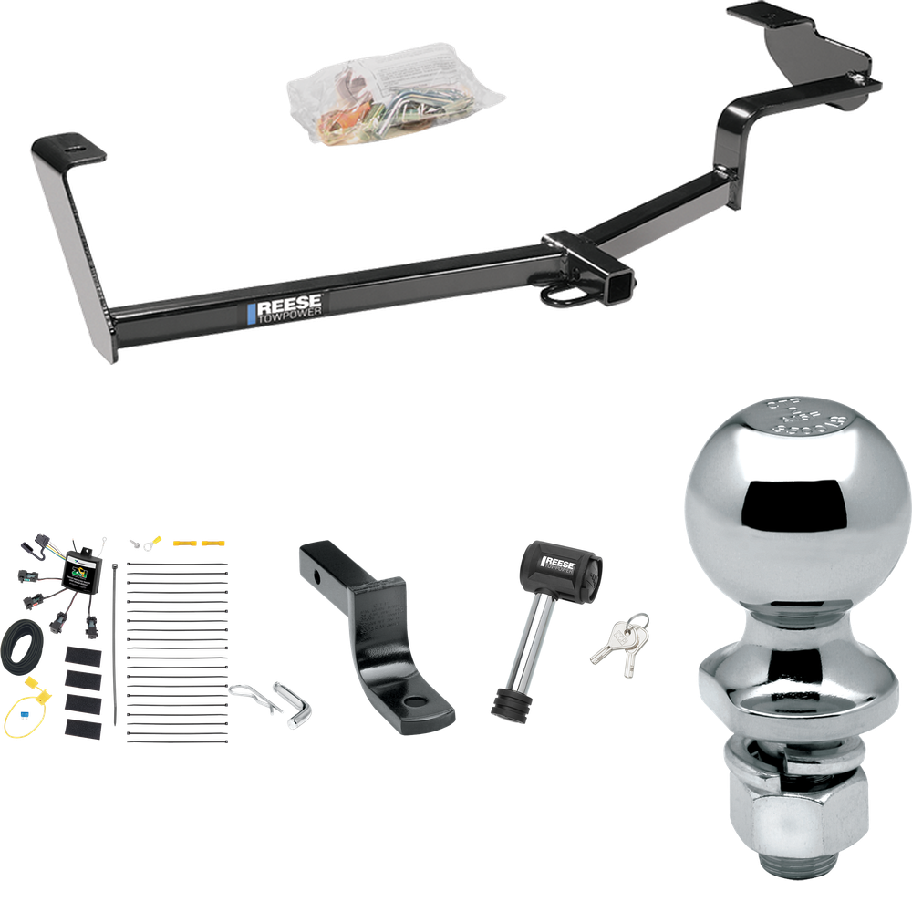 Fits 2012-2015 Honda Civic Trailer Hitch Tow PKG w/ 4-Flat Zero Contact "No Splice" Wiring Harness + Draw-Bar + 2" Ball + Hitch Lock (For Hybrid Models) By Reese Towpower