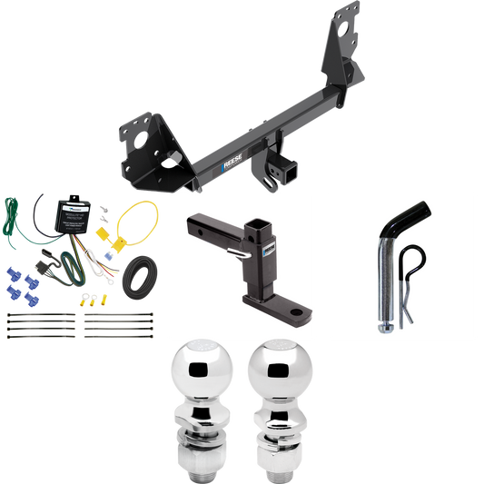 Fits 2017-2023 Audi Q7 Trailer Hitch Tow PKG w/ 4-Flat Wiring + Adjustable Drop Rise Ball Mount + Pin/Clip + 2" Ball + 2-5/16" Ball By Reese Towpower