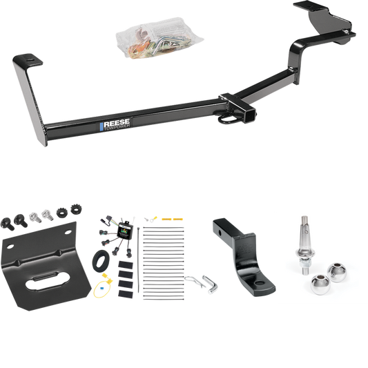 Fits 2012-2015 Honda Civic Trailer Hitch Tow PKG w/ 4-Flat Zero Contact "No Splice" Wiring Harness + Draw-Bar + Interchangeable 1-7/8" & 2" Balls + Wiring Bracket (For Hybrid Models) By Reese Towpower