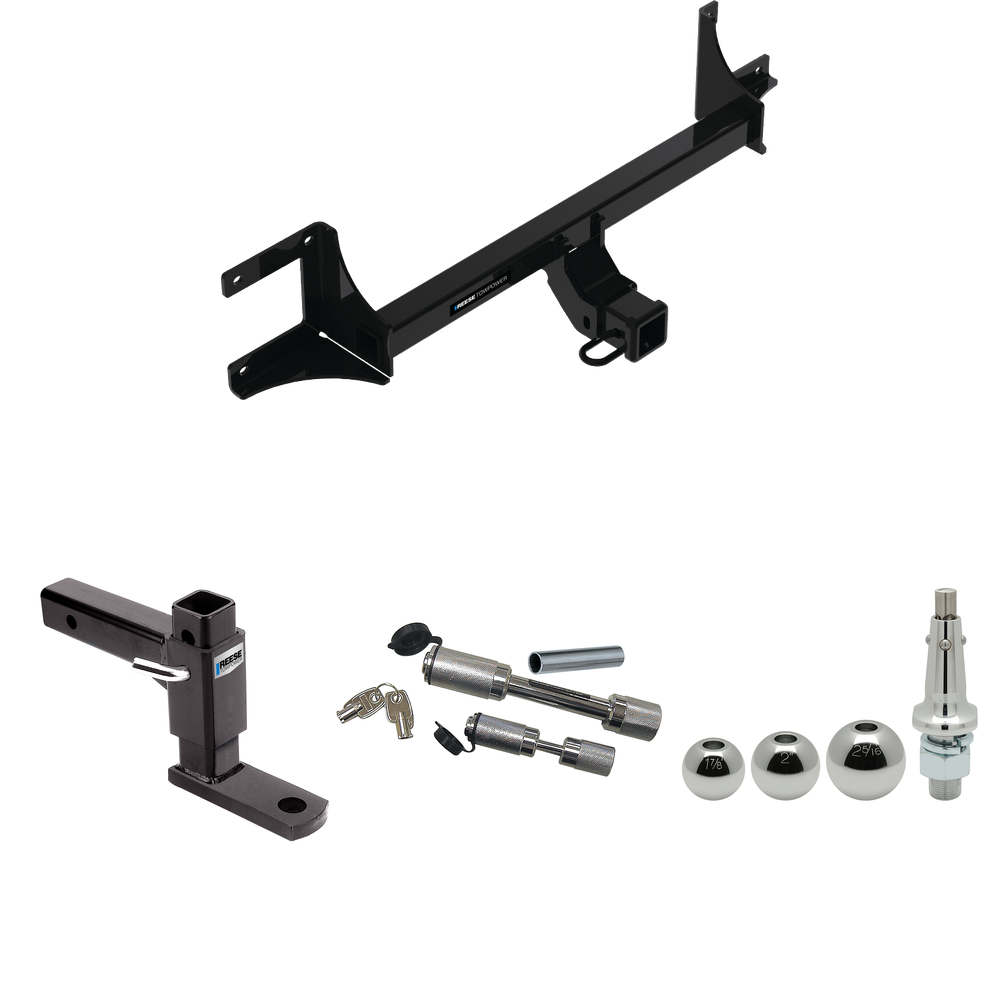 Fits 2021-2023 Volkswagen ID.4 Trailer Hitch Tow PKG w/ Adjustable Drop Rise Ball Mount + Dual Hitch & Copler Locks + Inerchangeable 1-7/8" & 2" & 2-5/16" Balls By Reese Towpower