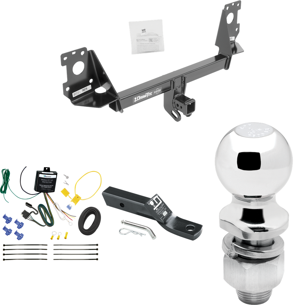 Fits 2017-2023 Audi Q7 Trailer Hitch Tow PKG w/ 4-Flat Wiring + Ball Mount w/ 2" Drop & 2" Ball By Draw-Tite