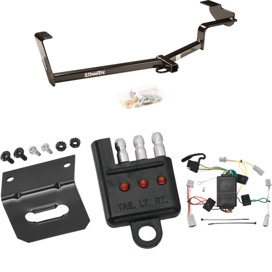 Fits 2006-2015 Honda Civic Trailer Hitch Tow PKG w/ 4-Flat Wiring Harness + Bracket + Tester (For Sedan, Except Hybrid & Si Models) By Draw-Tite