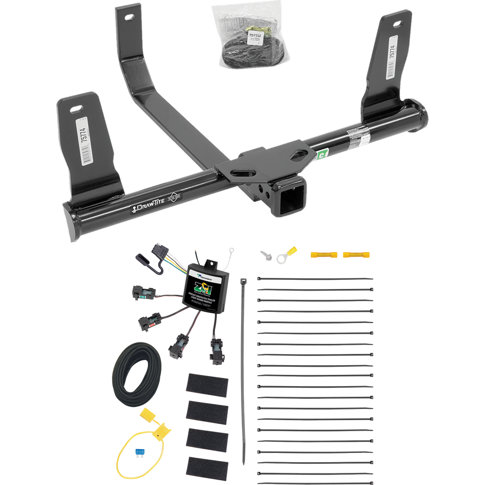 Fits 2010-2015 Mercedes-Benz GLK350 Trailer Hitch Tow PKG w/ 4-Flat Zero Contact "No Splice" Wiring Harness By Draw-Tite