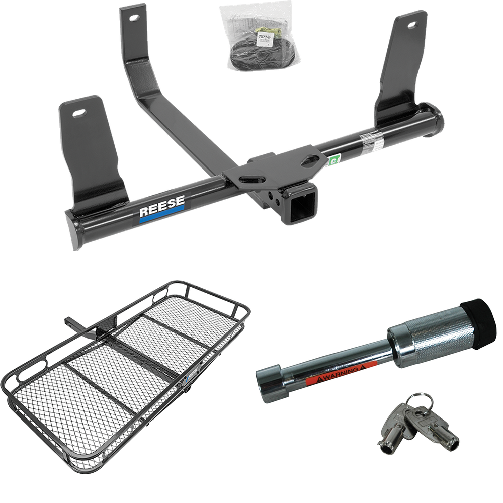 Fits 2010-2015 Mercedes-Benz GLK350 Trailer Hitch Tow PKG w/ 60" x 24" Cargo Carrier + Hitch Lock By Reese Towpower