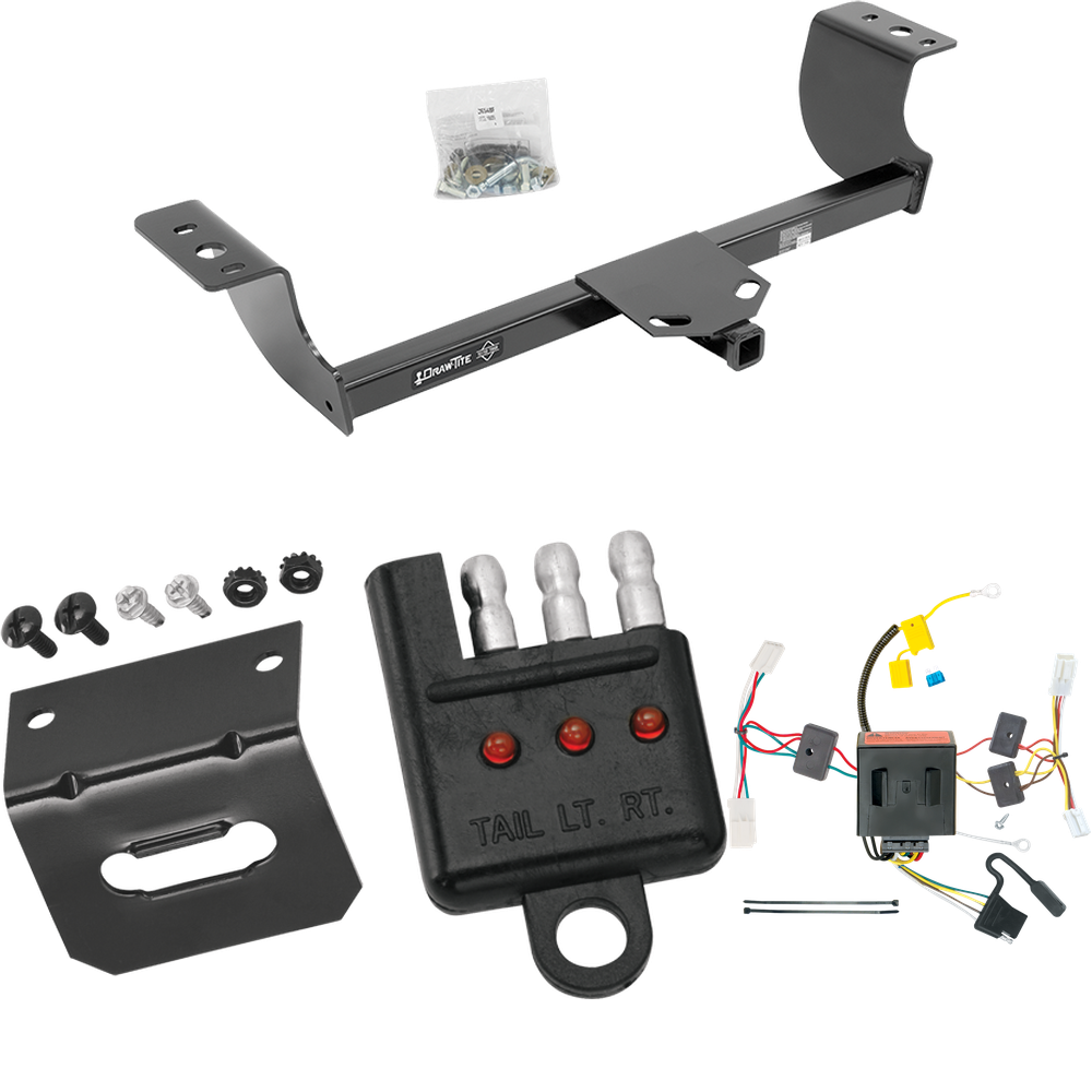 Fits 2011-2014 Dodge Charger Trailer Hitch Tow PKG w/ 4-Flat Wiring Harness + Bracket + Tester By Draw-Tite