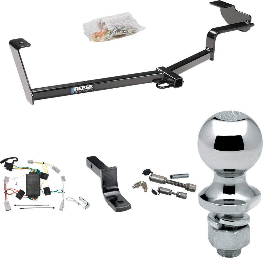 Fits 2006-2015 Honda Civic Trailer Hitch Tow PKG w/ 4-Flat Wiring Harness + Draw-Bar + 1-7/8" Ball + Dual Hitch & Coupler Locks (For Sedan, Except Hybrid & Si Models) By Reese Towpower