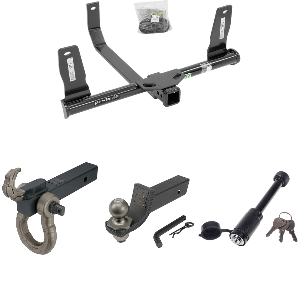 Fits 2010-2015 Mercedes-Benz GLK350 Trailer Hitch Tow PKG + Interlock Tactical Starter Kit w/ 2" Drop & 2" Ball + Tactical Hook & Shackle Mount + Tactical Dogbone Lock By Draw-Tite