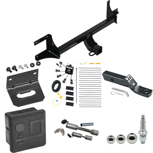 Fits 2021-2023 Volkswagen ID.4 Trailer Hitch Tow PKG w/ 4-Flat Zero Contact "No Splice" Wiring + Ball Mount w/ 2" Drop + Interchangeable Ball 1-7/8" & 2" & 2-5/16" + Wiring Bracket + Dual Hitch & Coupler Locks + Hitch Cover By Draw-Tite