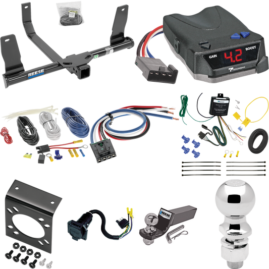 Se adapta al paquete de enganche de remolque Mercedes-Benz GLK350 2010-2015 con control de freno Tekonsha BRAKE-EVN + adaptador de cableado BC genérico + cableado RV de 7 vías + soporte de bola y caída de 2" y 2-5/16" de Reese Towpower