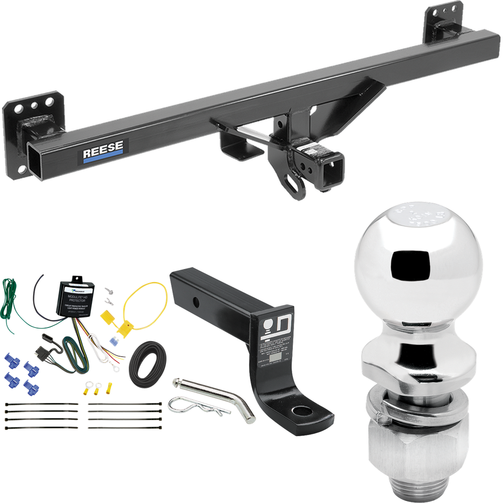 Se adapta al paquete de enganche de remolque Porsche Cayenne 2011-2018 con cableado plano de 4 + soporte de bola con caída de 4" + bola de 2" de Reese Towpower